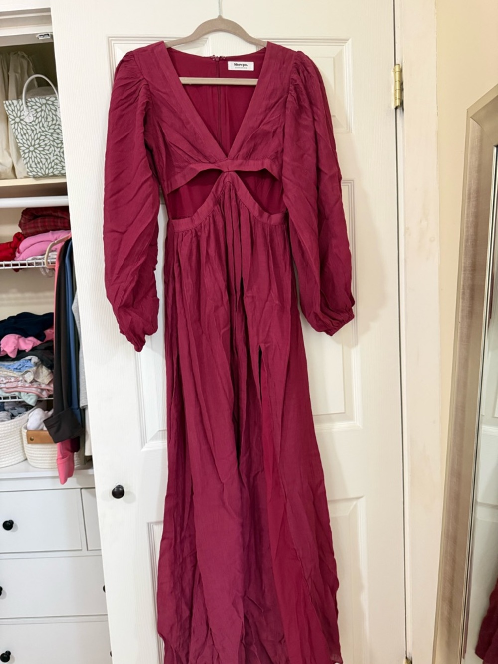 Showpo Berry Cutout Maxi Dress in Deep Raspberry